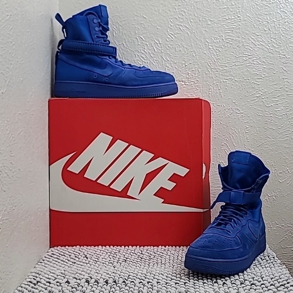 Nike Air Force 1 SF Game Royal Blue Suede Mens Sneaker Boots 864024-401 Size 12 - Picture 1 of 17